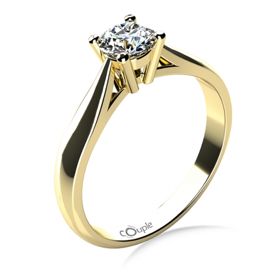 Couple, Elegantní zásnubní prsten Rose, žluté zlato a velký zirkon