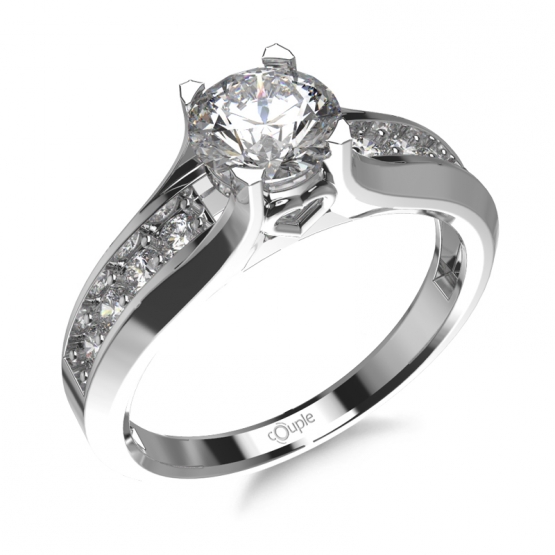 Romantický zásnubní prsten Rochelle, bílé zlato a zirkony