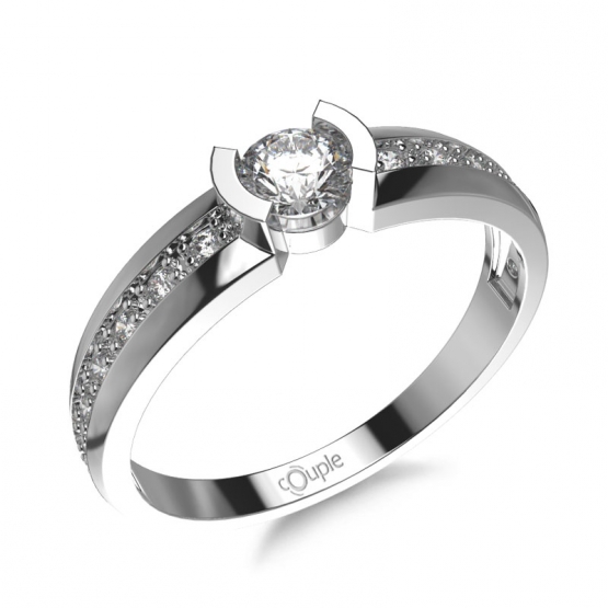 Zásnubní prsten Lovely, bílé zlato a zirkony
