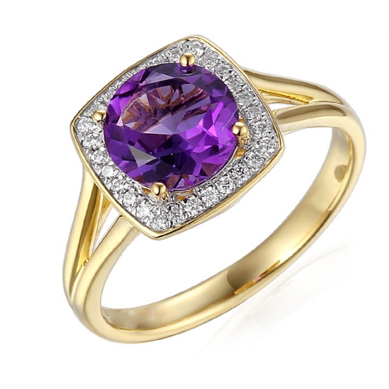 Gems, Diamantový prsten Margott, kombinované zlato a ametyst