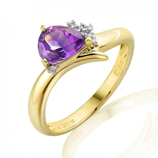 Oslnivý prsten Evianna v kombinovaném zlatě, s ametystem a brilianty