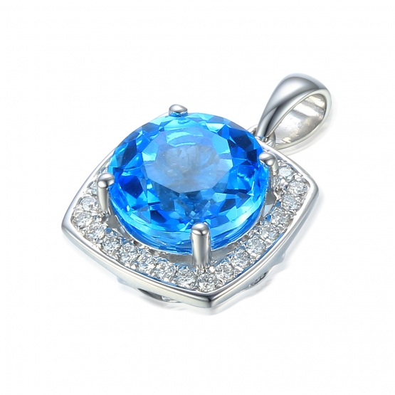 Gems, Diamantový přívěsek Margott, bílé zlato a blue topaz
