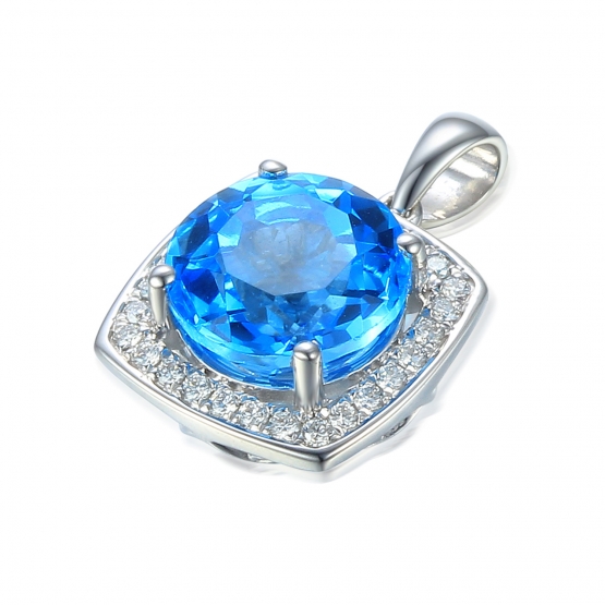 Diamantový přívěsek Margott, bílé zlato a blue topaz