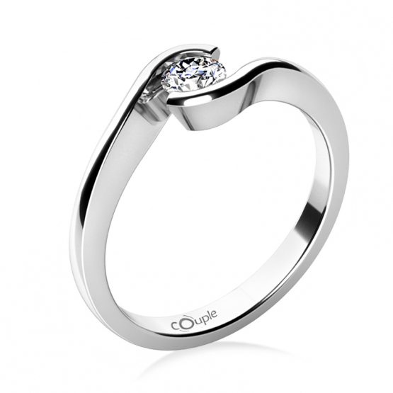Zásnubní prsten Linette, bílé zlato a výrazný zirkon