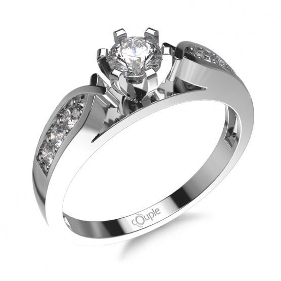 Jedinečný zásnubní prsten Elva, bílé zlato se zirkony