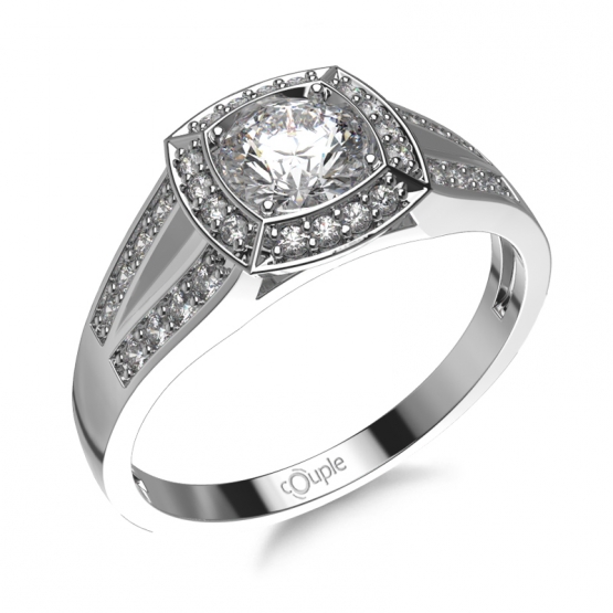 Couple, Neobvyklý zásnubní prsten Gwenith, zirkony a bílé zlato, vel.: 56, ø17,8 mm, 5260509-0-56-1