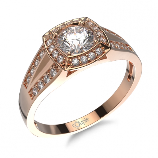 Neobvyklý zásnubní prsten Gwenith, zirkony a růžové zlato