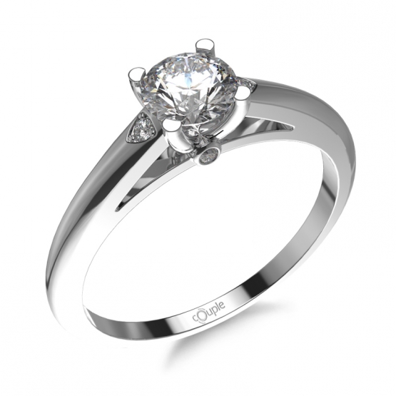 Klasický zásnubní prsten Katniss, bílé zlato se zirkony