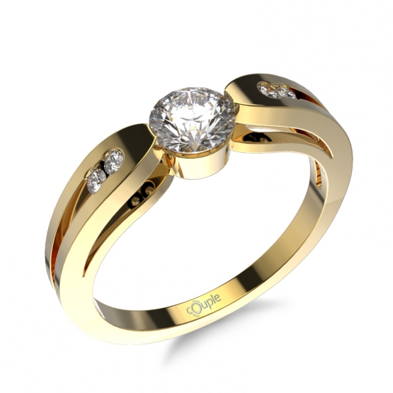 Couple, Jemný zásnubní prsten Melisandra ve žlutém zlatě se zirkony