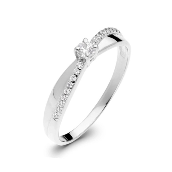 Decentní prsten Xila, bílé zlato se zirkony