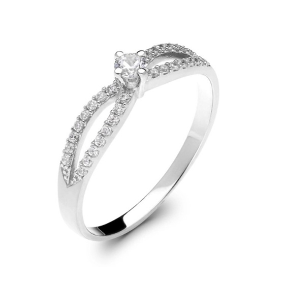 Decentní prsten Airi, bílé zlato se zirkony