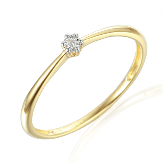 Jemný zásnubní prsten Emilie, kombinované zlato s briliantem