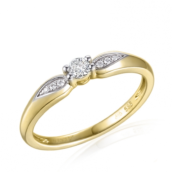 Jemný zásnubní prsten Hanni, kombinované zlato s brilianty