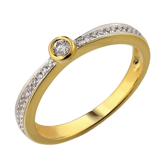 Elegantní diamantový prsten Davika, kombinované zlato s brilianty