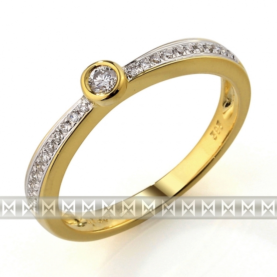 Elegantní diamantový prsten Davika, kombinované zlato s brilianty