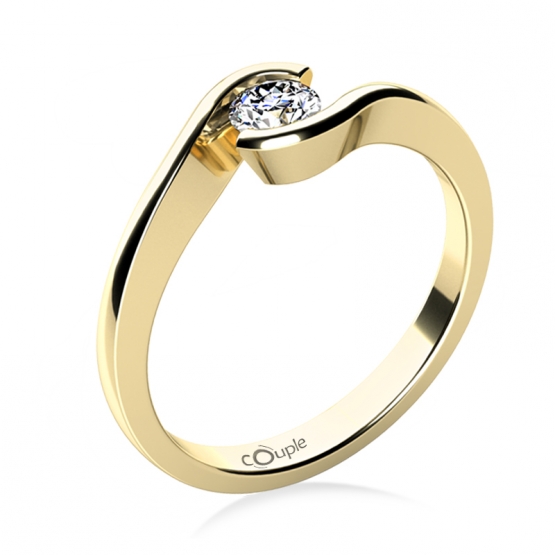 Zásnubní prsten Linette, žluté zlato a zirkon