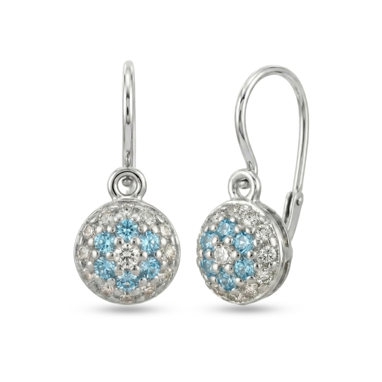 Couple, Dětské náušnice Rosalia, bílé zlato se světle modrými zirkony