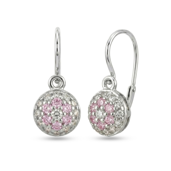 Couple, Dětské náušnice Rosalia, bílé zlato s růžovými zirkony