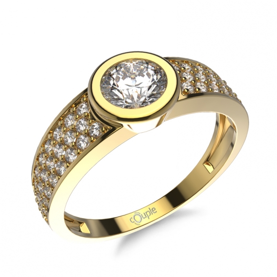 Moderní zásnubní prsten Perdita, žluté zlato se zirkony
