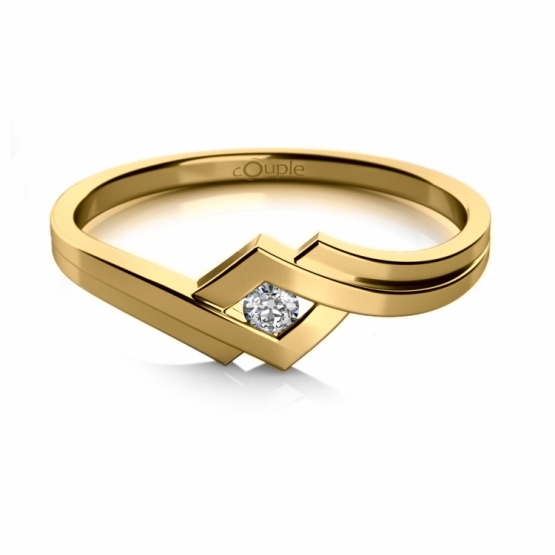 Couple, Originální prsten Kira ve žlutém zlatě se zirkonem, vel.: 48, ø15,3 mm, 6810132-0-48-1