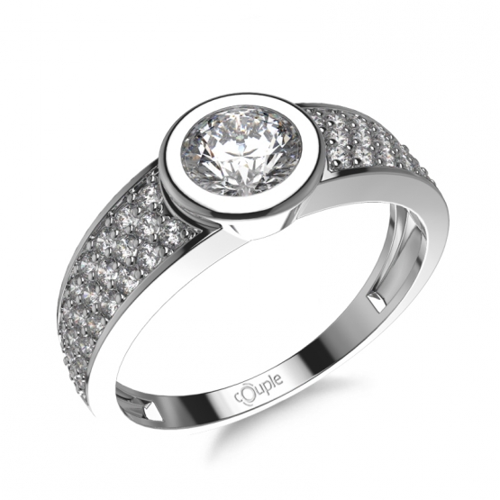 Couple, Moderní zásnubní prsten Perdita, bílé zlato se zirkony