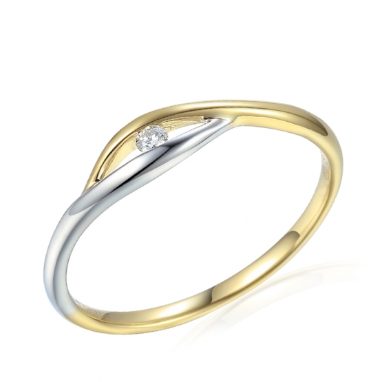 Minimalistický prsten Wanda, kombinované zlato s briliantem