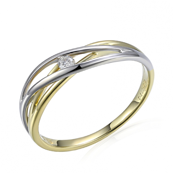 Gems, Moderní prsten Anjana, kombinované zlato s briliantem