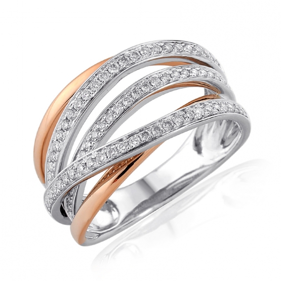Rafinovaný diamantový prsten Calla, bílé a růžové zlato s brilianty