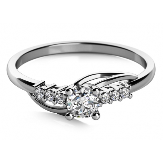 Couple, Andros – zásnubní prsten z bílého zlata se zirkony