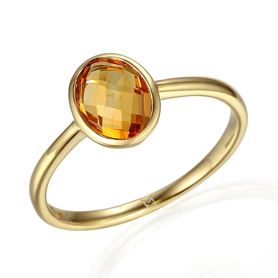 Originální prsten Devon, žluté zlato a citrín