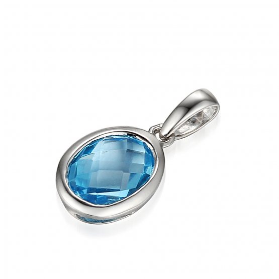 Originální přívěsek Devon, bílé zlato a modrý topaz (blue topaz)