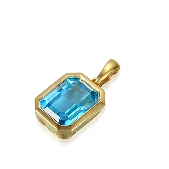 Přívěsek Naomi, žluté zlato a modrý topaz (blue topaz)