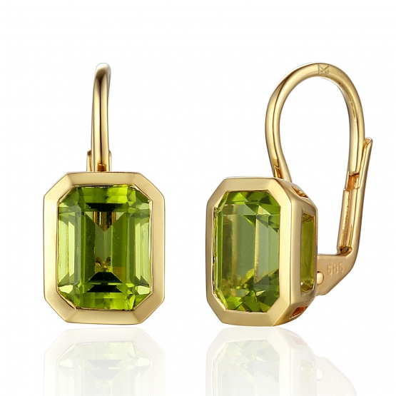 Gems, Náušnice Naomi, žluté zlato a peridot (olivín)