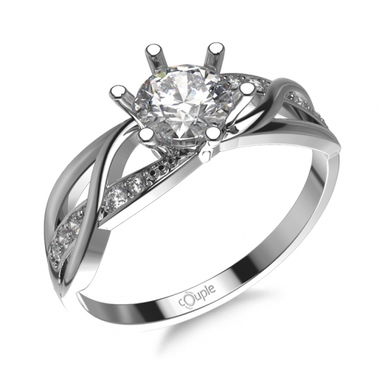 Couple, Neobyčejný zásnubní prsten Alyx, bílé zlato se zirkony, vel.: 52, ø16,6 mm, 5260515-0-52-1