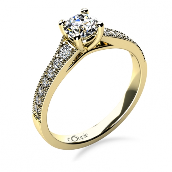 Třpytivý zásnubní prsten Esme, žluté zlato a zirkony