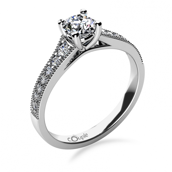 Couple, Třpytivý zásnubní prsten Esme, bílé zlato a zirkony, vel.: 60, ø19,1 mm, 5260046-0-60-1