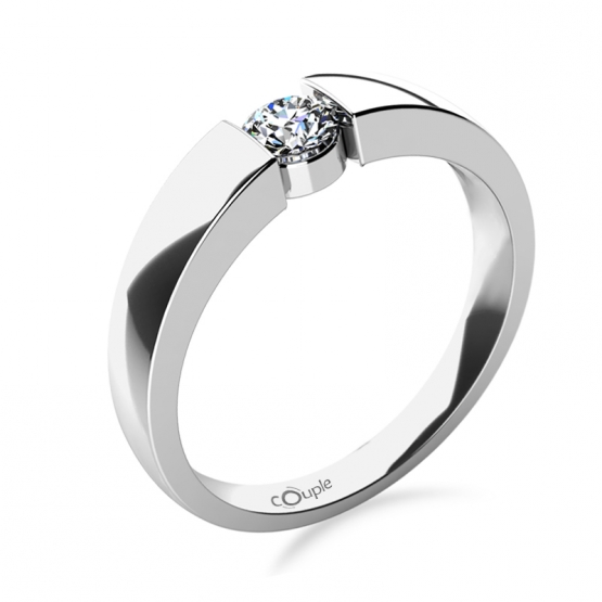 Couple, Minimalistický zásnubní prsten Donna v bílém zlatě