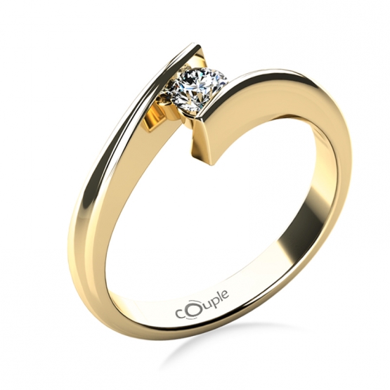 Couple, Zásnubní prsten Viky ve žlutém zlatě se zirkonem, vel.: 57, ø18,1 mm, 6814067-0-57-1