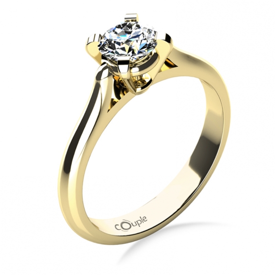 Couple, Zásnubní prsten Grace, žluté zlato s velkým zirkonem