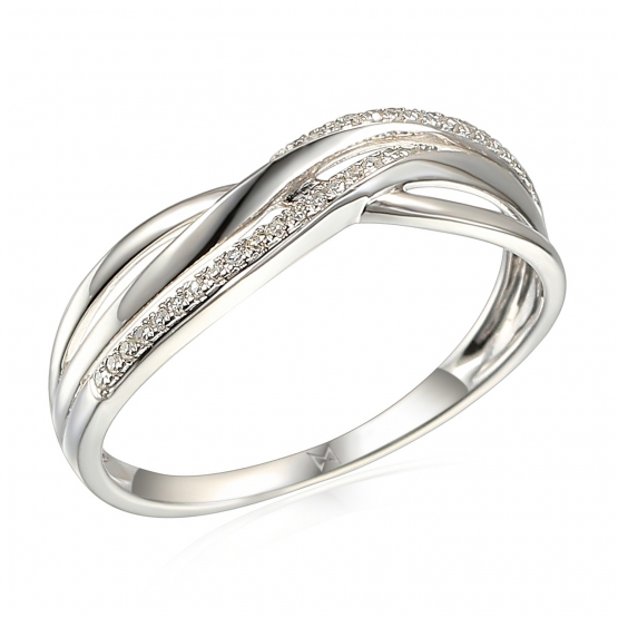 Gems, Elegantní diamantový prsten Eve, bílé zlato a brilianty