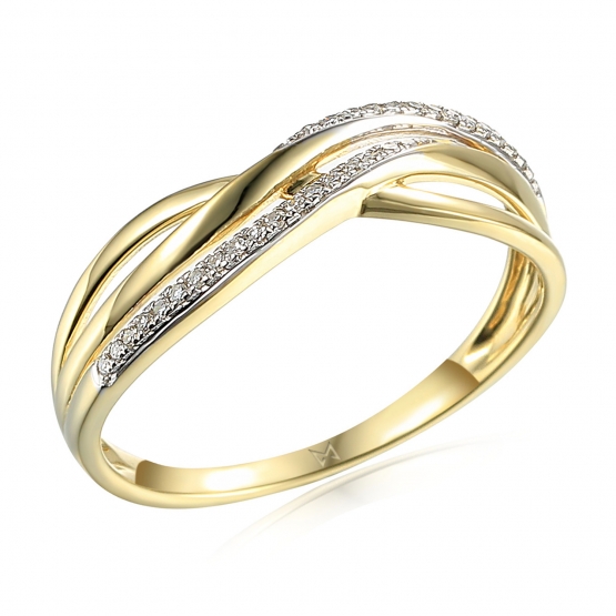 Gems, Elegantní diamantový prsten Eve, žluté zlato a brilianty