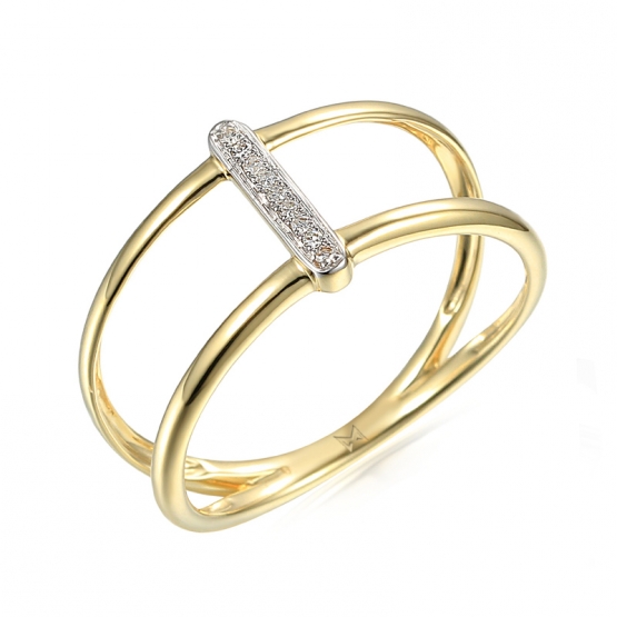 Gems, Diamantový prsten Kamari, žluté a bílé zlato s brilianty
