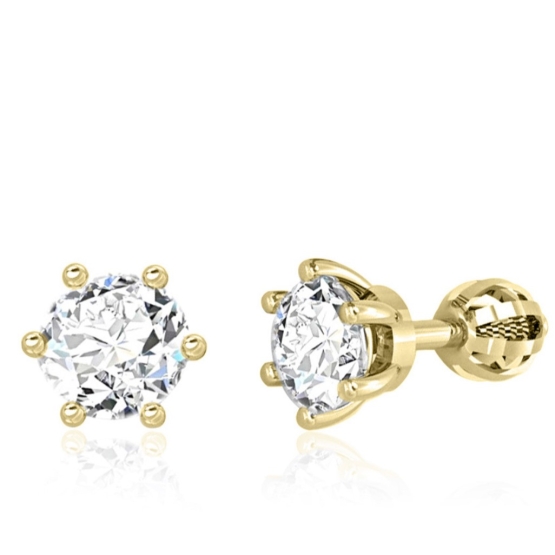 Couple, Peckové náušnice Simone II, žluté zlato se zirkony