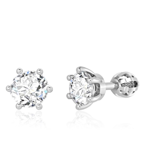 Couple, Peckové náušnice Simone II, bílé zlato se zirkony