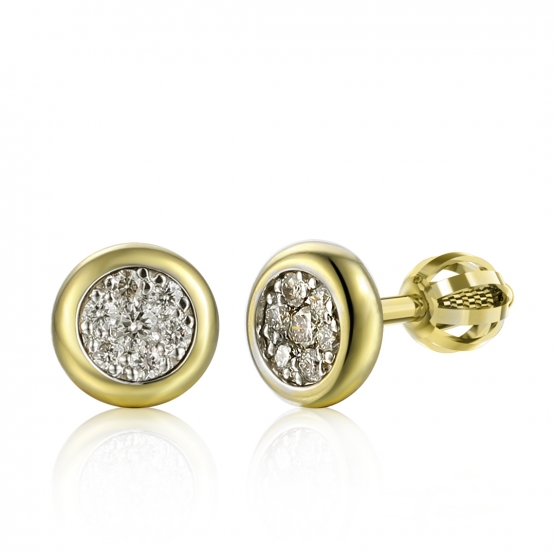 Gems, Elegantní peckové náušnice Maila, kombinované zlato s brilianty