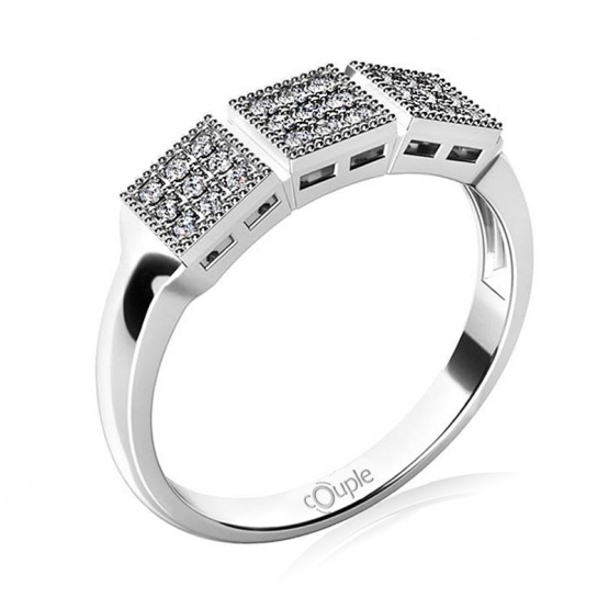 Couple, Originální prsten Kostka, bílé zlato se zirkony, vel.: 55, ø17,5 mm, 6660290-0-55-1