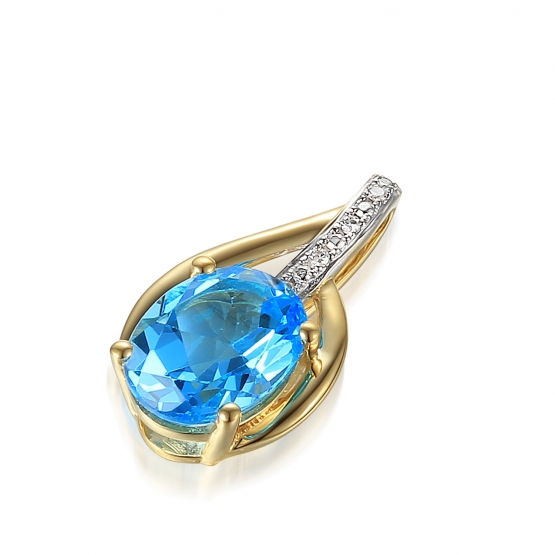 Gems, Diamantový přívěsek Monroe, kombinované zlato s brilianty a modrým topazem
