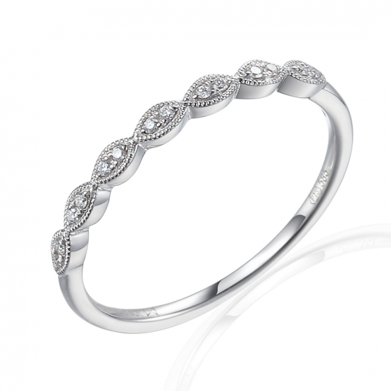 Gems, Elegantní prsten Heather, bílé zlato brilianty