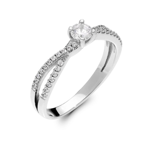 Zásnubní prsten Xela v bílém zlatě se zirkony
