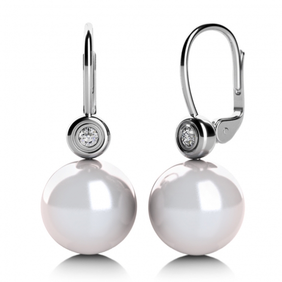 Couple, Visací perlové náušnice Fay v bílém zlatě, 4585036-0-0-91